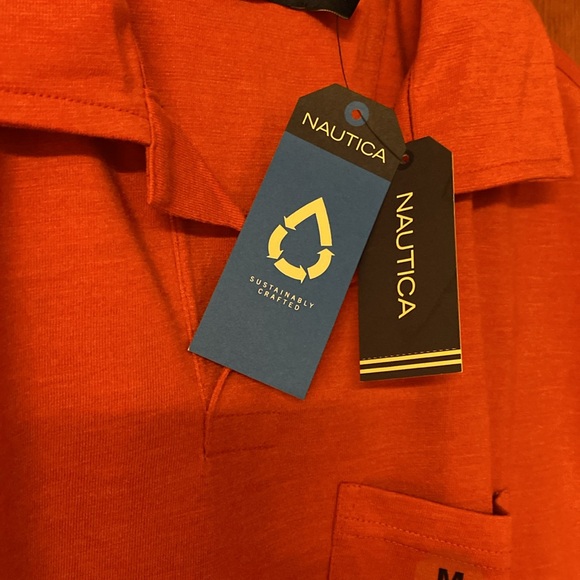 Nautica Rust Cardinal Red Short Sleeve Collared Pullover Shirt 1 Pocket Size M - Picture 5 of 6